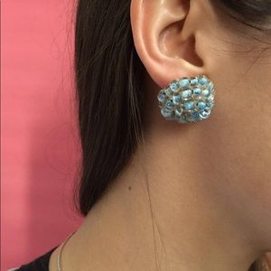 Vintage beaded cluster mod clip on earrings